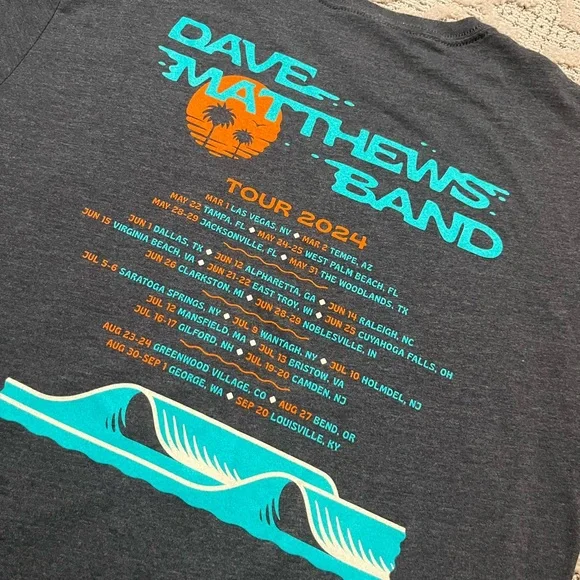 🎸 '24 Dave Matthews Band DMB Liquid Blue Ocean Soft 2 Side Tour UNWORN Soft Tee - Picture 12 of 13